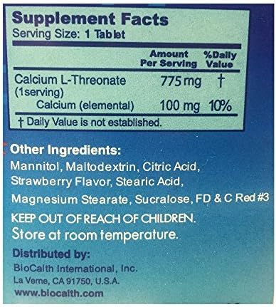 The Only Calcium with 3 U.S. Patents ——BioCalth Calcium L-threonate 180 Chewable Tablets Family Pack with GREAT VALUE!