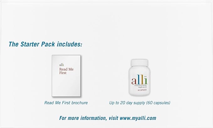 alli Diet Weight Loss Supplement Pills Orlistat 60mg Capsules Starter Pack Non prescription weight loss aid 60 count(Pack of 1)