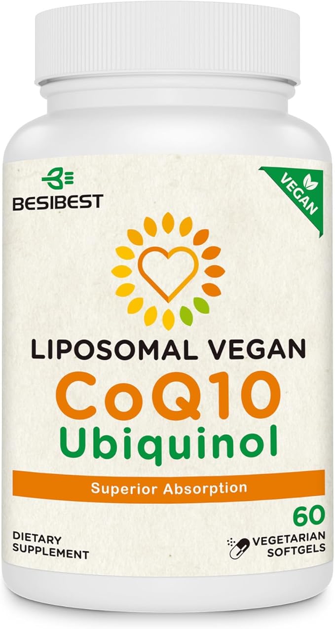 1000mg Liposomal CoQ10 Ubiquinol 60 Vegan Softgels High Absorption Ubiquinol CoQ10 Supplement Active Antioxidant Form of Coenzyme Q10 for Heart Function &amp Energy Production