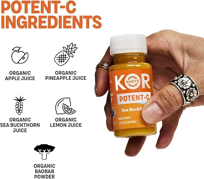 Sea Buckthorn and Baobab Shot - 24 Packs - Potent C - Superfoods Vitamin C Shot - USDA Certified Organic