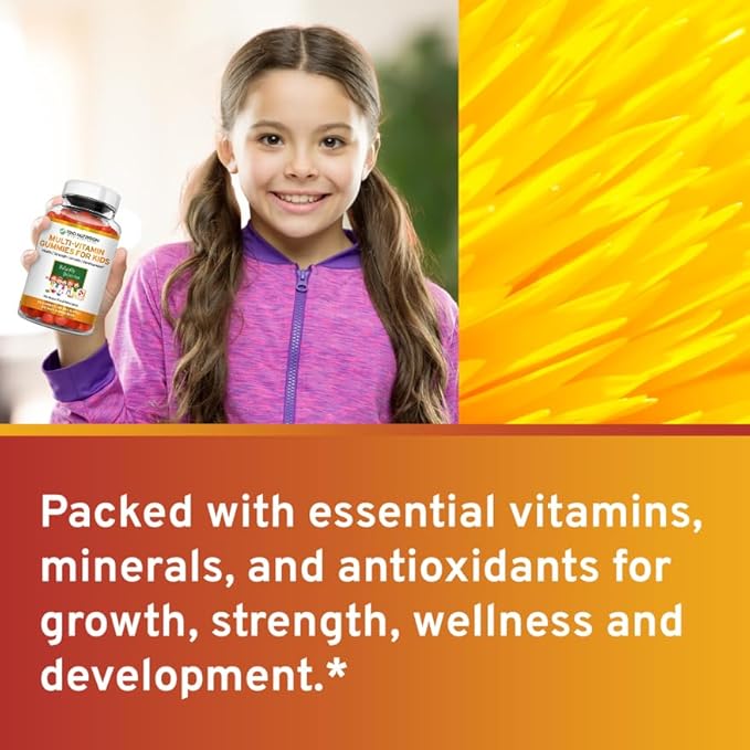 TRIO NUTRITION Premium Kids Multivitamin Gummies with Vitamin C &amp Zinc for Immune &amp Energy Support | Complete Daily Essential Vitamins to Grow Up Strong| Pectin Animal-Free Allergen-Free*