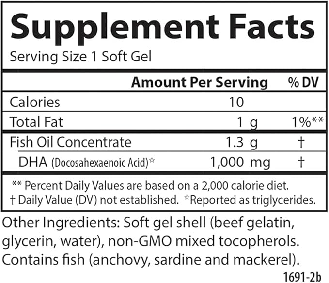 Carlson - Elite DHA Gems 1000 mg DHA Wild Caught Sustainably Sourced Brain Function &amp Healthy Vision 60 Softgels