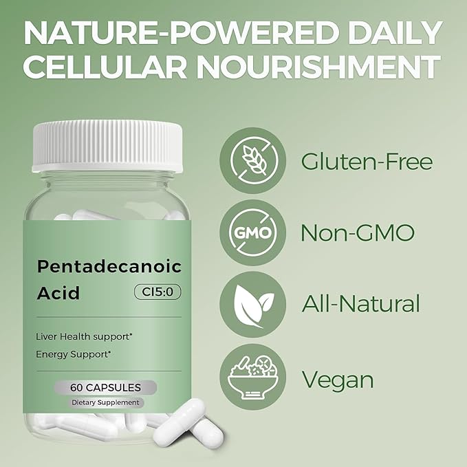 Pentadecanoic Acid C15:0 Supplement from High Altitude Goat Milk Supports Mitochondrial Health - 60 Capsules