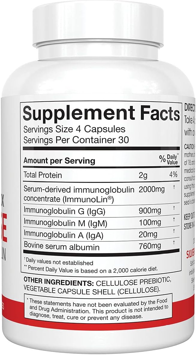 Silver Fern Cleanse - Daily Gut - 2 Bottle - 240 Capsules - 60 Day Supply - Immunoglobulin G A &amp M -(IgG IGA IgM) - Digestive System &amp Immune System Support - Postbiotic