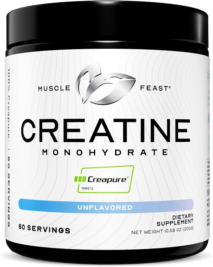 Muscle Feast 100% Whey + Creatine Bundle: (1) 100% Whey Protein (Chocolate 5lb) + (1) Creatine Powder (Unflavored 300g)