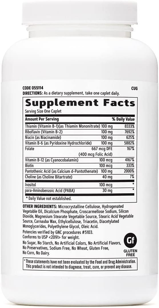 GNC Vitamin B Complex 100 Supplement Supports Energy Metabolism and Immune Function 250 Servings