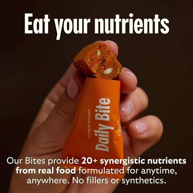 GEM Daily Bite for Women &amp Men with 20+ Vitamins Minerals &amp Superfoods Like Zinc Vitamin D B-Complex K Turmeric Fiber &amp Prebiotics Beta Glucan GLP-1 Support &amp Immunity (Citrus
