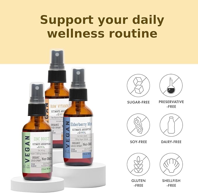 Liquid Vitamins (Pack of 3) Sambucus Nigra Elderberry Mist Zinc Boost Mist and Vitamin C Mist - Non-GMO Gluten-Free - 240 Days Supply - Trio Bundle