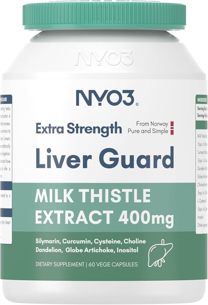 NYO3 Milk Thistle Liver Detox Supplement 400mg Lutein Zeaxanthin with Blueberry 2 Pack
