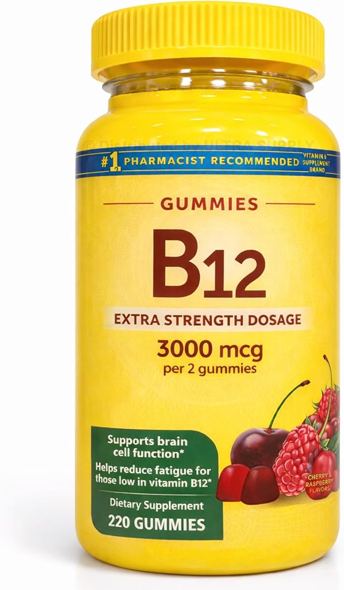 Nature_Mades B-12 ES 3000MCG Gummies 220 | Cyanocobalamin - Cherry Flavor - 110 Servings