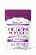 FlexGlow+ Collagen Peptides – Broad Spectrum (I II III V X) – Hyaluronic Acid Biotin &amp Vitamin C - Hair Skin &amp Joint Support – 30 Servings (Unflavored) (13.12 oz)