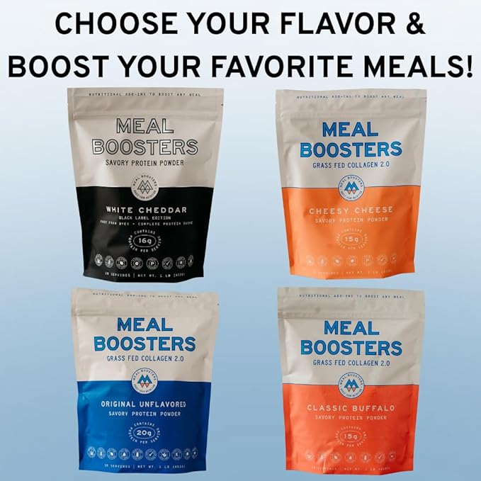Meal Boosters Savory Protein Powder Supplement | 15–20g Complete Protein Meal Enhancer for Cooking &amp Prep | Collagen Peptides for Gut Joint &amp Support | Keto Friendly Gluten Free (Unflavored)