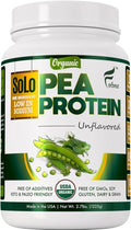 SOLO Organic Pea Protein Isolate Low in Sodium Canada Grown Peas 100% Vegan Non-GMO Unflavored Plant Based Protein Powder with BCAA Keto &amp Paleo Friendly Easy to Digest No Additives (2.7 l