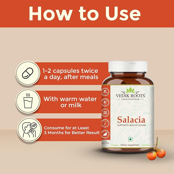Salacia Capsules – Pure &amp Natural Herbal Supplement | Traditionally Used for Wellness &amp Balance | 60 Vegetarian Capsules