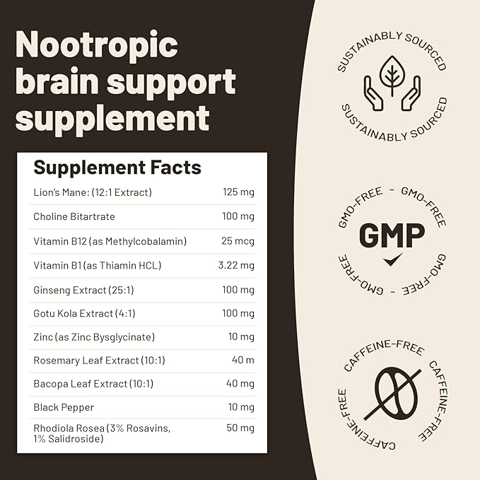 Vegan Vitality Brain Nutrition Bundle - Lions Mane Nootropic Capsules and Vegan Multivitamins. High Strength Plant-Based Supplements for Memory and Focus and Overall Health for Vegans and Vegetarians