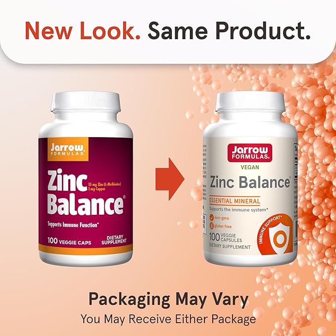 Jarrow Formulas Methyl B-12 5000mcg Cellular Energy Chewables and Zinc Balance Immune Support Capsules Bundle