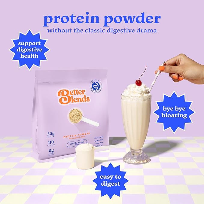 Gut-Friendly Protein Powder + Shaker Bottle for Sensitive Stomachs Low FODMAP 20g Vegan Pea &amp Rice Protein with Prebiotic Fiber Dairy &amp Gluten Free No Gums or Sugar Vanilla Dream