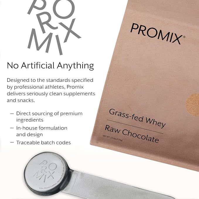 ProMix Nutrition Whey Protein Powder Raw Chocolate - Grass-Fed - ­Post Workout Fitness &amp Nutrition Shakes Smoothies Baking &amp Cooking Recipes - Gluten-Free &amp Keto-Friendly - 5 Pound (Pac
