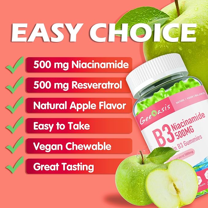 Niacinamide 500mg &amp Liposomal NAC Gummies Chewable Vitamin B3 &amp N-Acetyl Cysteine Supplement Antioxidant Immune Support