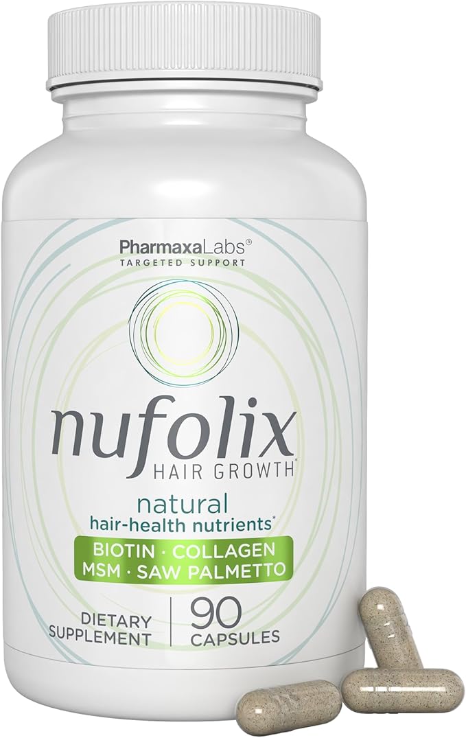 Natural Hair Growth Supplement – Biotin Zinc MSM Collagen Saw Palmetto Horsetail &amp Astaxanthin for Thicker Fuller Shiny Hair – Nourishes Follicles Reduces Thinning – 90 Capsules