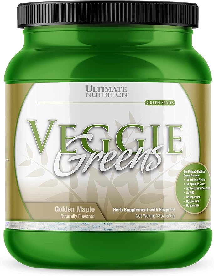 Ultimate Nutrition Veggie Greens Super Food Vegetable Protein Powder with Whole Foods No Sucralose Vegan Meal Replacement Low Carb KetoNo Gluten Golden MapleFlavor 18 Ounces 64 Servings