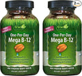 Irwin Naturals One-Per-Day Mega B-12 1500mcg High Potency Methylcobalamin Vitamin - Fast Enhanced Absorption with MCT + Asian Ginseng - Natural Energy Boost - 60 Liquid Softgels (Pack of 2)