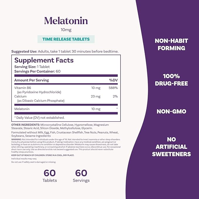 Natrol Advanced Sleep Melatonin Tablets Maximum Strength 10 mg 60 ea ( Pack of 2)