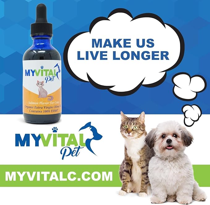 MyVitalC Combo of ESS60 Organic Extra Virgin Olive Oil &amp MyVitalPet ESS60 Extra Virgin Olive Oil for Dog &amp Pets Bacon Flavored - for Longevity - Nootropic - Sleep - Energy - Focus - Pack of 2