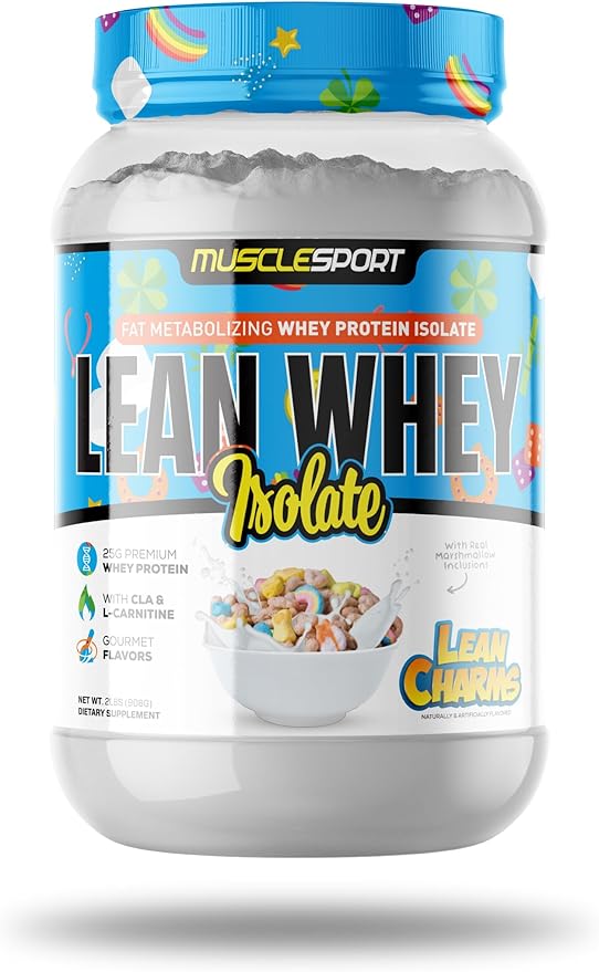 MuscleSport Lean Whey Revolution™ Protein Powder - Whey Protein Isolate - Low Calorie Low Carb Low Fat Incredible Flavors - 25g protein per scoop (2lb Lean Charms)