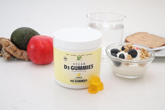 Certified Vegan Vitamin D3 Gummies – 1000 IU per Gummy | Lemon Flavor | Plant-Based &amp Limited-Ingredient | Non-GMO Gluten-Free Soy-Free | Immune &amp Bone Health Support for Adults Seniors &a