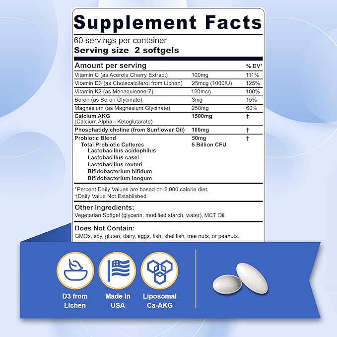 Berberine Supplement 1500mg + Liposomal Calcium AKG Supplement 1500mg
