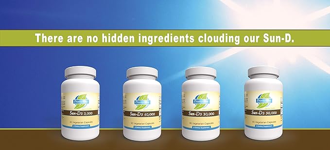 Priority One Vitamins Sun D3 10000 90 Vegetarian Capsules - The Most bioavailable Form of Vitamin D (cholecalciferol).*