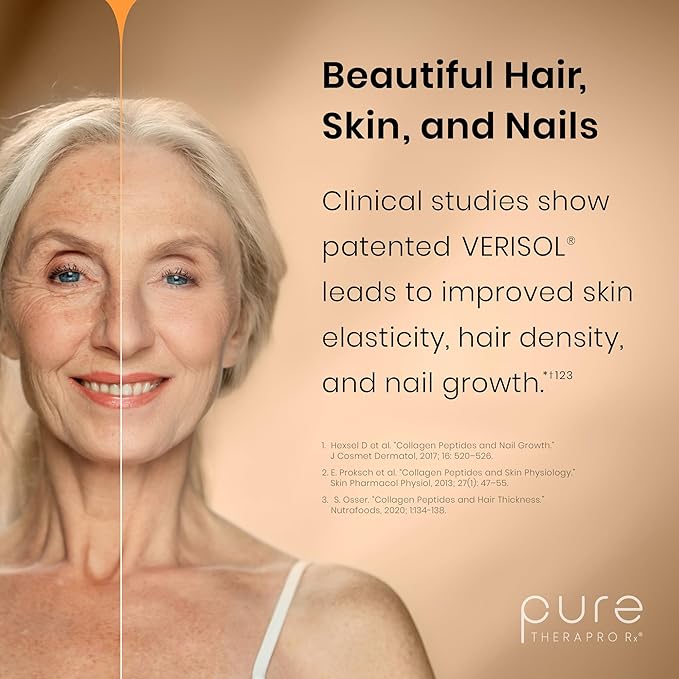 Pure Therapro Rx TriActive Collagen+ Orange Collagen Powder for Hair Skin Nails Bones &amp Joints Hydrolyzed Collagen Powder w/Patented Peptides - Multi Collagen Protein Powder 30 Servings (Ora