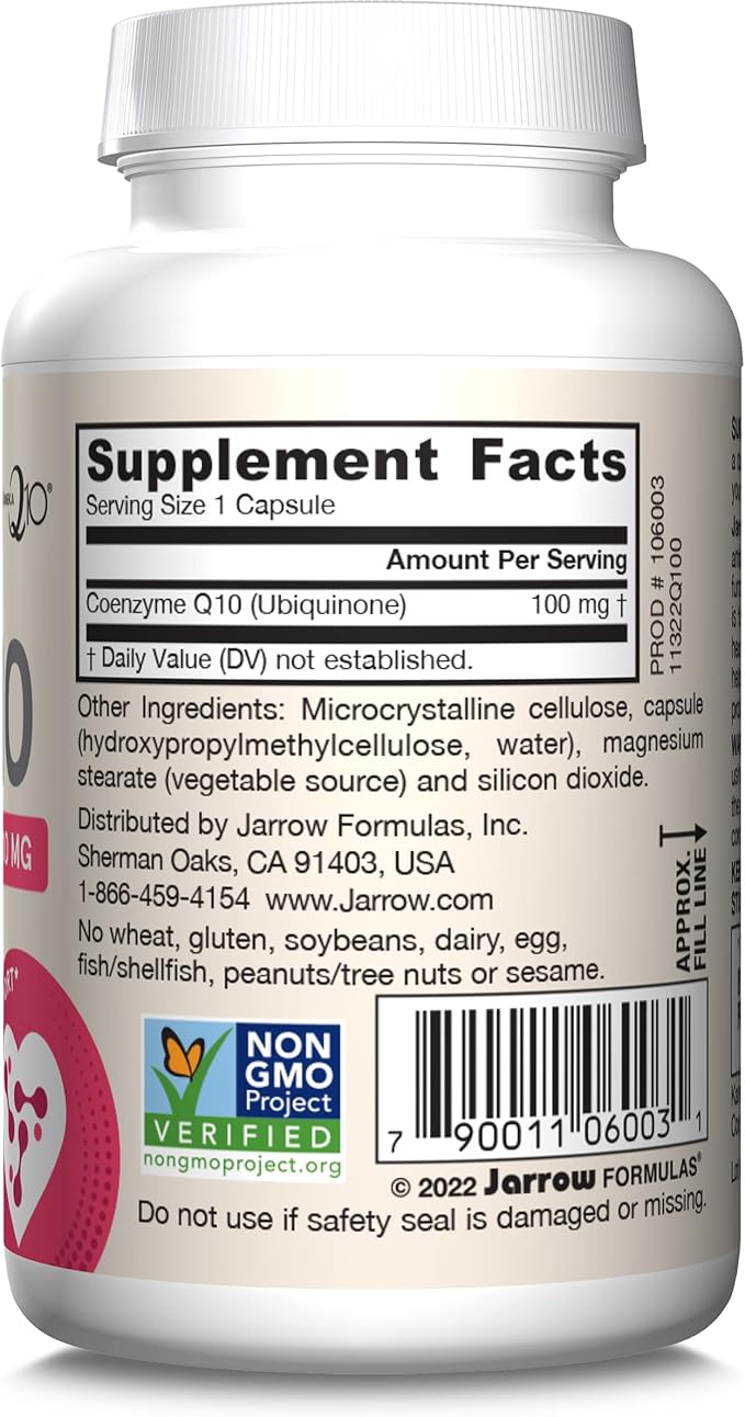 Jarrow Formulas Co-Q10 100 mg - Antioxidant Support for Mitochondrial Health Cellular Energy Production &amp Healthy Cardiovascular Function - 60 Veggie Capsules - Non-GMO - Gluten Free