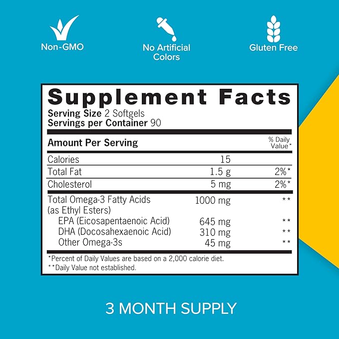 Qunol Fish Oil Omega 3 Mini Softgels 1000mg Omega 3 EPA + DHA Ultra Pure Supplements Heart Health Support Lemon Flavor Easy to Swallow Minis 3 Month Supply 180 Count