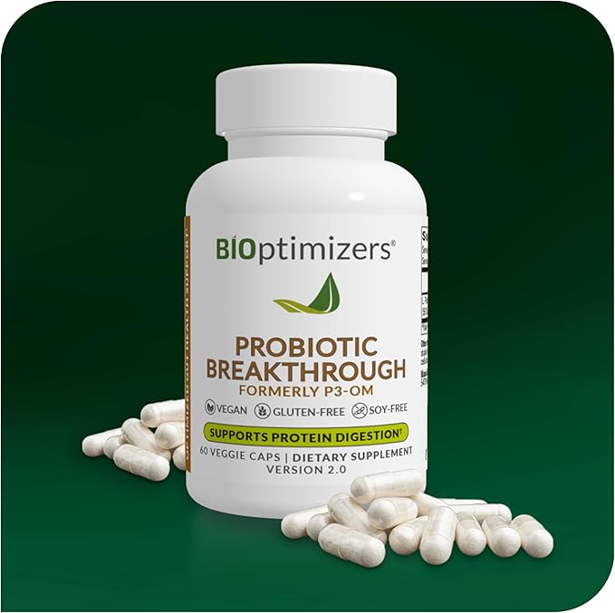 BIOptimizers Probiotic Breakthrough – Lactobacillus Plantarum OM Probiotics &amp Prebiotics Health Supplement for Gut Digestive &amp Immune Support Probiotics for Women Men Elderly– 60 Vegan Capsul