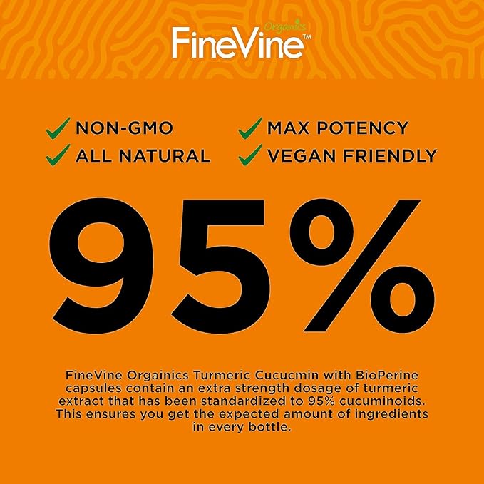 Turmeric Curcumin Supplement – 95% Curcuminoids with BioPerine Black Pepper &amp Ginger – 240 Capsules for Joint Support &amp Mobility – High Absorption Tumeric Curcuma Pills