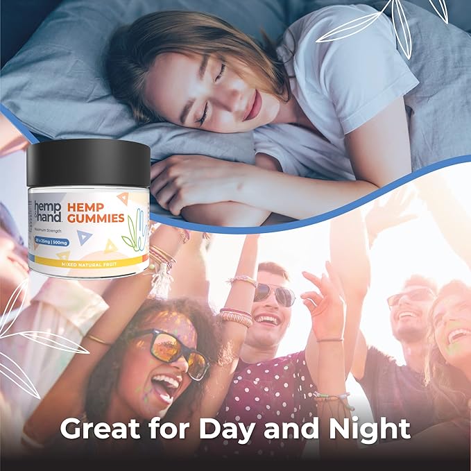 Hemp Gummies 500mg - Max Strength for Adults - Chill Inflammation Natural Pain Restful Sleep (25mg Gummy) - by Hemp and Hand