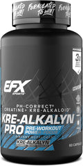 EFX Sports Kre-Alkalyn Pro | pH Correct Creatine Monohydrate Pill Supplement | Muscle Building Pre Workout for Men &amp Women | 30 Servings 60 Capsules