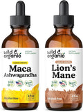 Wild &amp Organic Maca Ashwagandha Tincture 4 fl oz &amp Lion's Mane Tincture 4 fl oz