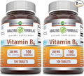 Amazing Formulas Vitamin B6 Pyridoxine 200mg 100 Tablets Supplement | Non-GMO | Gluten Free | Made in USA (Pack of 2)