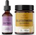HERBAMAMA Milk Thistle and Glutathione Kit - Bundle of Milk Thistle Extract 2 fl oz &amp 500 mg Reduced L-Glutathione Gummies - Vegan Non-GMO Alcohol-Free - 2 Pack