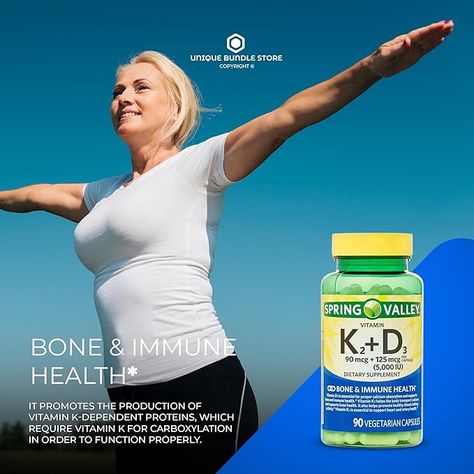 Unique Bundle Store Vitamin D3 K2 5000 IU – 90 Vegetarian Capsules High Potency D3 with K2 Supplement Vitamina D3 con K2 Formula for Bone and Immune Support (Pack of 3)