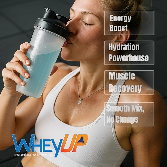 WheyUP Clear Whey Isolate - 24g Protein + 150mg Caffeine - Blue Raspberry - Clear Whey Protein Powder - Sugar-Free - Keto-Friendly - Juice-Style Pre Post Workout Drink - 20 Servings