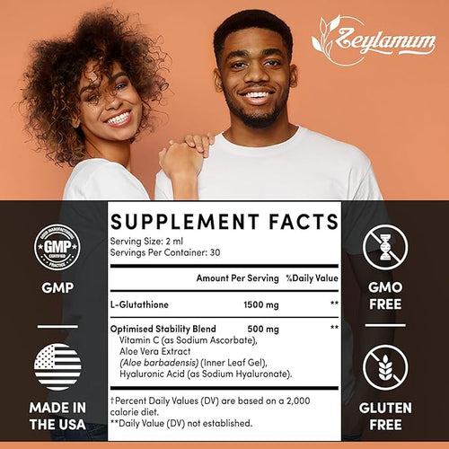 2000MG Liposomal Glutathione Liquid Drops Ultra High Absorption Natural Detoxification Immune System &amp Skin Support* L-Glutathione Vitamin C &amp Hyaluronic Acid Capsules Alternative 4.05