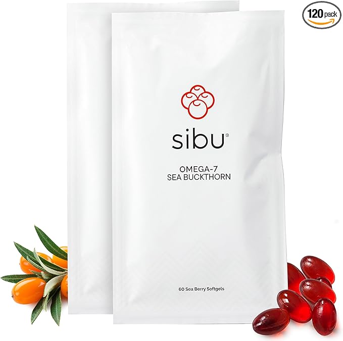 sibu Sea Buckthorn Omega-7 Softgels (60-Day Refill Sachet) – Supplement for Healthy Skin Hair Nails and Dryness