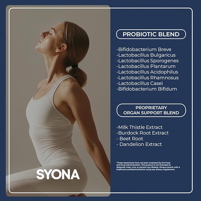 SYONA PROBYO No Bloat Probiotic Blend 15B CFU 8 Strains for Gut Support Men &amp Women with Beet Root &amp Dandelion Extract 30 Stick Packs