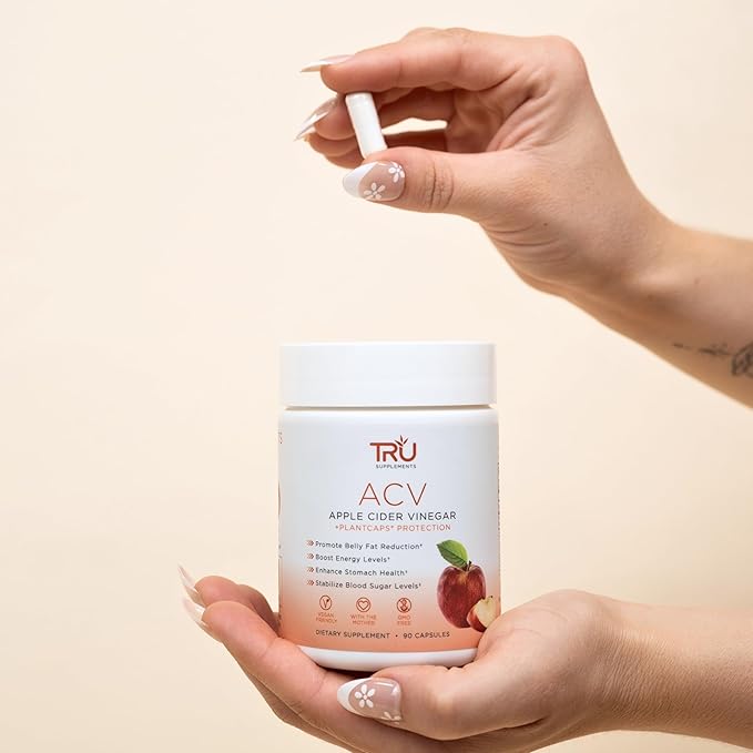 TRU Supplements Plant Based Protein Powder Natural Chocolate Cream 25 Servings with ACV Apple Cider Vinegar Organic 45 Servings Complete Health and Fitness Support Pack