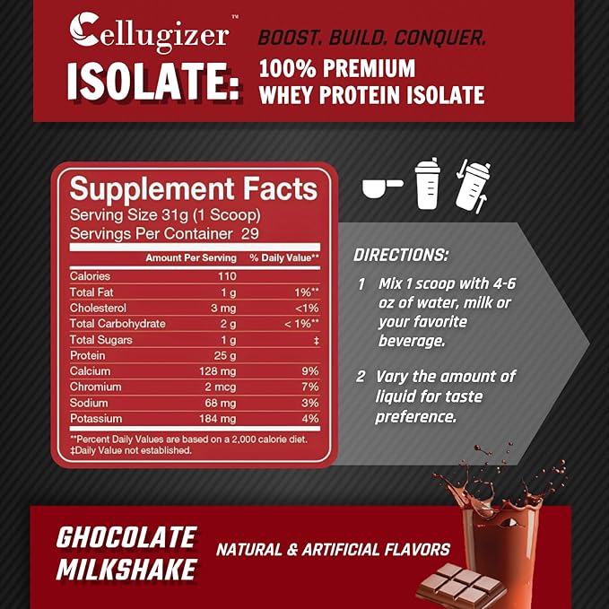 100% Whey Isolate 2lb Chocolate I 25g Protein Fast Digesting I 0g Sugar Low Carb