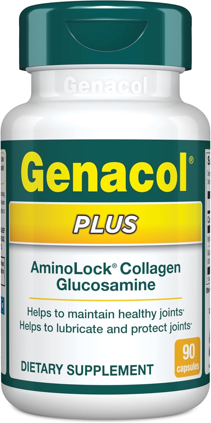 Genacol Plus – Glucosamine and Collagen Supplement Ultra-Hydrolyzed Collagen Peptides Eases Joint Movement Maintains Cartilage 90 Capsules (30-Day Supply)